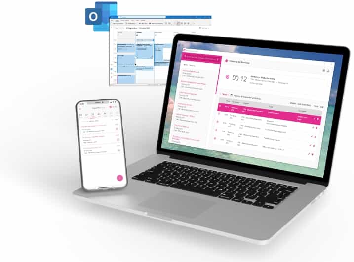 tidsregistrering-app-laptop-and-outlook-timelog-timeregistrering-1