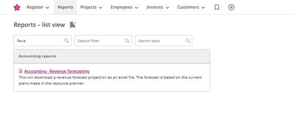 reports accounting revenue forecast